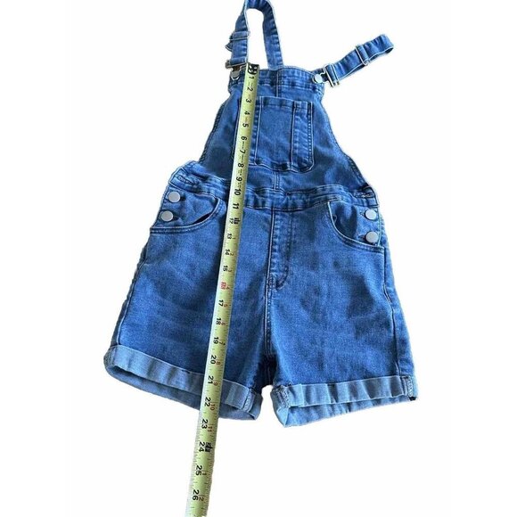 Shein Women's Roll Up Hem Denim Overall Romper Light Wash Blue Size 4 - Picture 5 of 8